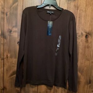 Jones New York Chocolate Long Sleeve Top